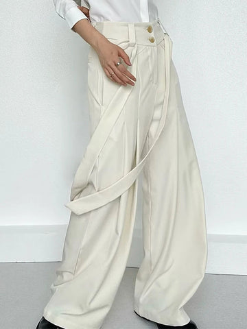 AIDASE  -  Daily Casual Mens Pleated Straight Trousers Spring Autumn Fashion Solid Color Loose Pants Men Vintage Lace-up High Waist Pants aidase-shop